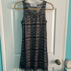 Nectar Black Sleeveless Lace Dress, Size Small